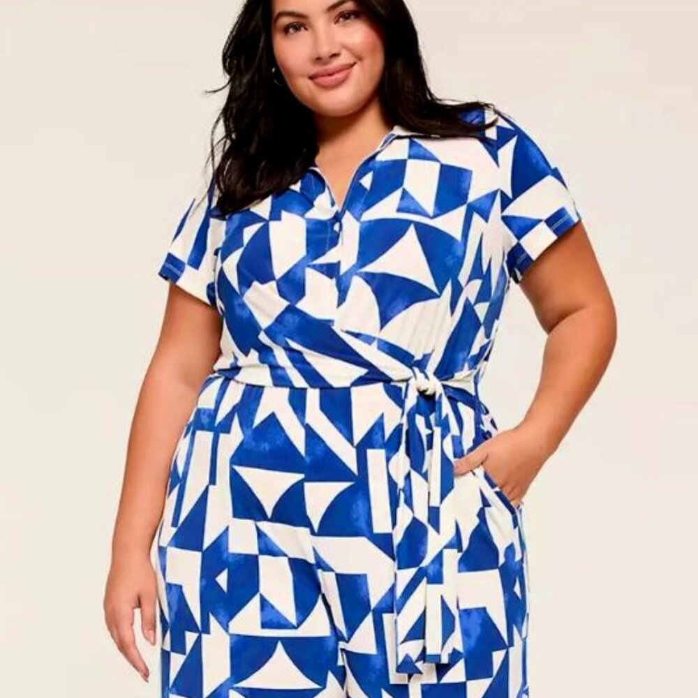 Lane Bryant Jumpsuit NWT Size 22/24 Collared Twist-Waist Jersey Jumpsuit